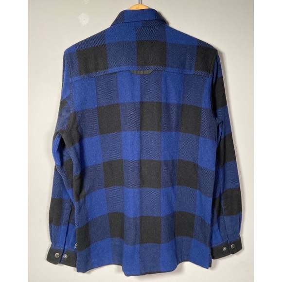 Fjallraven Buffalo Plaid Flannel Shirt Jacket Blue Black Snap Mens Medium - Picture 2 of 8